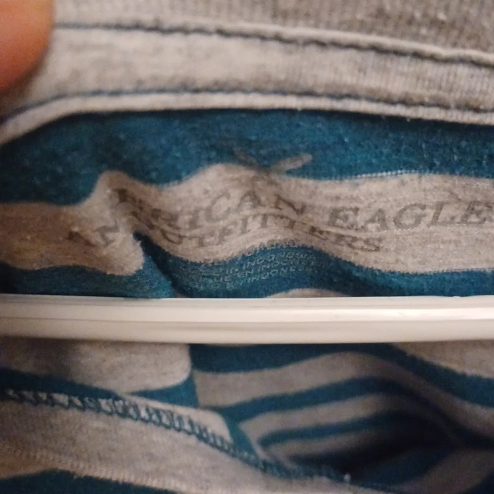 AE V-Neck Shirt, Teal and Light Grey - Picture 2 of 3